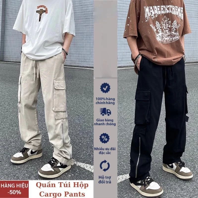 Quần jean túi hộp nam ulzzang JK8, Quần kaki túi hộp Cargo pant ống suông rộng nam Atrastino top xu hướng 2023 JEAN004