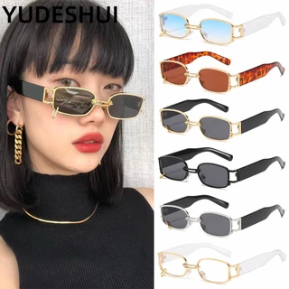 YUDESHUI Kính Mát Gọng Chữ Nhật Nhỏ Bằng Kim Loại Chống Tia Uv400 Phong Cách Punk Cổ Điển Thời Trang Cho Nữ