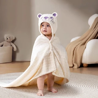 Khăn Tắm cotton Siêu Mềm Có Mũ Trùm Thời Trang Thu Đông Cho Bé