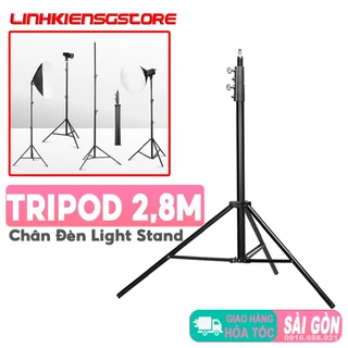 Chân đèn kim loại - Tripod 3 chân cao 2.8m điều chỉnh cao thấp phụ kiện đèn studio chụp ảnh