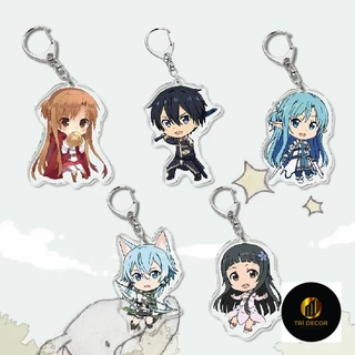 Móc khoá Anime Sword Art Online ,Kirito, Asuna, Sinon dễ thương in 2 mặt acrylic trang trí túi xách balo