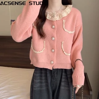 ACSENSE STUDIO Áo Len áo khoác cardigan Cute thời trang Thể thao Cổ điển WMY23A0AAN 42Z231018