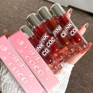 Pink coco Son Bóng Hiệu Ứng Gương Nuôi Dưỡng Môi Tự Nhiên Chống Nước Lâu Trôi Không Dễ Phai Màu Dưỡng Ẩm