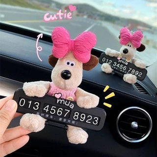 New style Cute Dog Repair Car Temporary Parking Number Plate Girls' Car Car Moving Mobile Phone Card Car Interior Decoration Ornament Car interior decoration