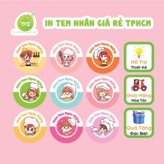 [Sẳn] 100 Tem Nhãn Giấy Decan Dán, Chúc Ngon Miệng, Ăn Vặt, Trà Sữa - Kt: 3cm - Mẫu 16-34