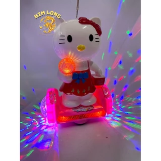 Đồ chơi lồng đèn trung thu cho bé gái hình KITTY cầm kẹo đứng xe thăng bằng tặng pin có đèn và nhạc quà tặng trung thu