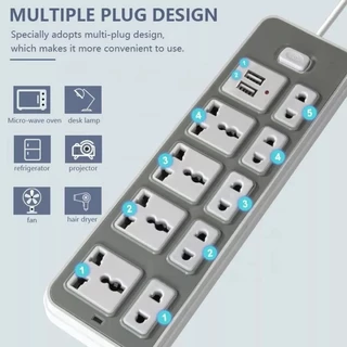 Ổ Cắm Điện Power Strip 2 USB，5 plugs, , 9 universal socket wire long 1.8 meters - Hàng Chính Hãng