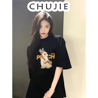 CHUJIE áo thun nữ croptop phông Kiểu Hàn thoải mái bông Mẫu mới năm TXS15Z23040703 A29J0YH