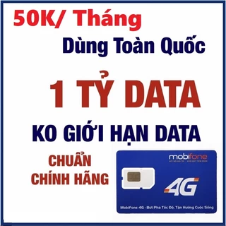[ 1 TỶ GB INTERNET ] Sim 4G Mobifone Không Giới Hạn Dung Lượng Data Miễn Phí Nghe Gọi Phí Duy Trì Chỉ Với 50K 1 Tháng