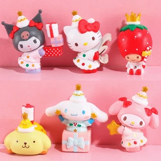 SANRIO Set 6 Mô Hình Mô Phỏng Nhân Vật Phim Hoạt Hình hello kitty