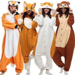 Bộ Đồ Ngủ Liền Thân Hóa Trang Cáo Hoạt Hình Kigurumi Có Mũ Dành Cho Người Lớn