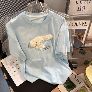 Áo Thun 100% cotton Tay Ngắn In Hình cinnamoroll 3d Dễ Thương