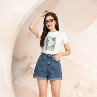 Áo phông form vừa in chữ chất liệu Cotton Compact LOZA - PT203140