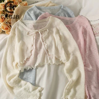 Áo Khoác cardigan Mỏng Tay Dài Màu Trơn Thời Trang Mùa Hè Cho Nữ