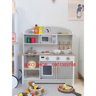 [sẵn] Đồ chơi bếp Lắp ghép màu ghi xám 86cm - Đồ chơi gỗ cho bé - Biko Shop [tặng móc khóa]