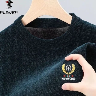 Áo sweater Dệt Kim Vải chenille Dày Dặn Cổ Tròn In Họa Tiết Thời Trang Thu Đông