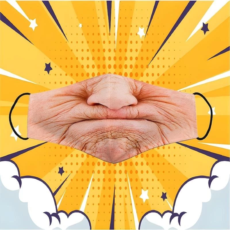 Khẩu Trang Mặt Người Già Nhăn Nheo Mím Môi Troll 3D Đeo Đi Làm Đi Chơi Hoá Trang Vui Vẻ
