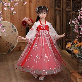 [Sẵn Sàng] Trẻ Em Váy Hanfu Váy Mùa Hè Cổ Nữ Sinh Trang Phục Cổ Đường Phù Hợp Với Bé Gái Phong Cách Trung Hoa Váy Quần Lót Siêu Cổ Tích Kích Thước 110-160