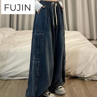 FUJIN quần_ống_rộng Quần Túi Hộp Vintage workwear pants 2023 NEW Style 072040