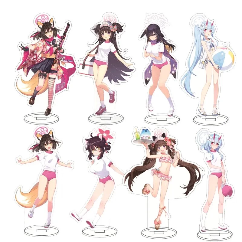 Mô hình Standee Blue Archive Hyakkiyakou Kasuga Tsubaki Waraku Chise Kuda Izuna Phụ kiện trang trí để bàn góc học tập