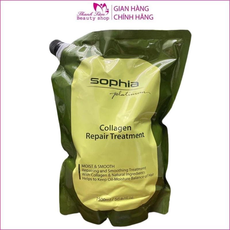 Kem hấp ( túi ) phục hồi tóc Collagen Sophia Repair Treatment Platinum 1500ml ( New 2023 )