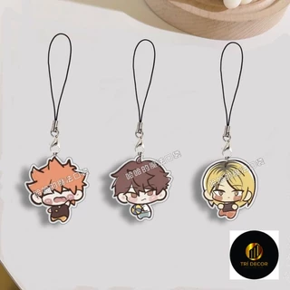 Móc dây treo điện thoại HAIKYUU! ver MÁ ĐỎ in hình chibi mica trong acrylic móc khóa anime bóng chuyền