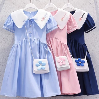 Váy bé gái 15-55 catties Váy bé gái 10 tuổi 2023 phiên bản Hàn Quốc thời trang trẻ em mùa hè mới quần áo trẻ em