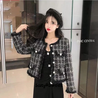 Salty&Sweet store Áo dạ tweed áo khoác dù áo khoác bomber comfortable Phong cách Popular unique WJK2300LIE 42Z231016