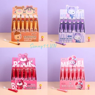 SANRIO Bàn Chải Đánh Răng Lông Mềm Kuromi Cinnamoroll Hello Kitty Với Tay Cầm Chống Trượt Làm Sạch Sâu