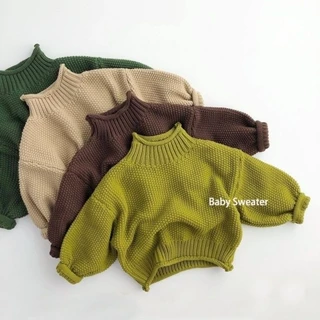 Áo Sweater Dệt Kim Cổ Lọ Phong Cách Thời Trang Thu Đông Mới 2023 Dành Cho Bé Trai Và Bé Gái