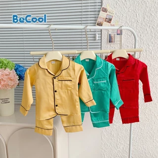 Bộ Pijama lụa dài tay cho bé BAOBAOKIDS , Bộ Đồ Ngủ Cho bé Chất lụa mặc đi ngủ hay đi chơi đều xinh từ 6-28kg