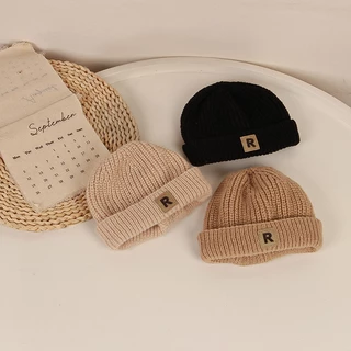 Mũ Len beanie Mềm Mại Màu Trơn Giữ Ấm Mùa Thu Đông Cho Bé 1-3 Tuổi