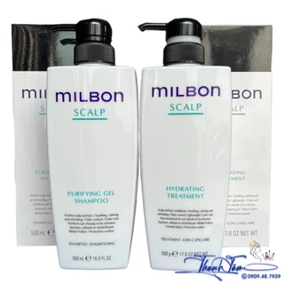 Dầu gội xả giải quyết 5 vấn đề về da đầu Milbon Scalp Purifying 500mlx2 [ New ]