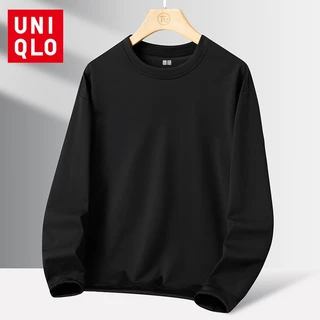 Uniqlo M-5XL Áo lót dài tay cổ tròn Áo thun nam màu trơn