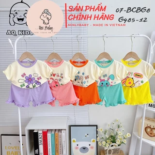 [BÉ 7-30kg] Bộ Minly Baby Cộc Tay Bé Gái Vải Thun Lạnh Mềm Mát Phối Bèo Quần Điệu Đà Unibaby - G485