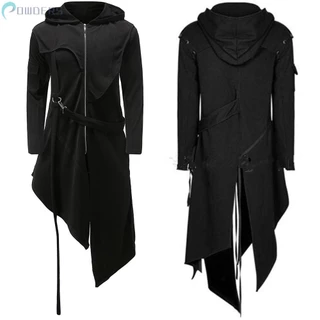 Men's Long Sleeve Black Gothic Jacket with Medieval Touch for Halloween