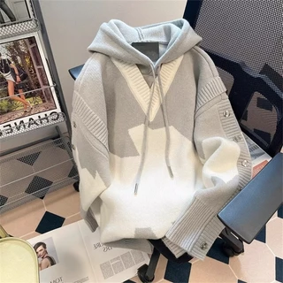 YIPINYOUYOU Áo Hoodie Dài Tay Dáng Rộng Thiết Kế Mới Trẻ Trung Thời Trang Mùa Đông Dành Cho Nam