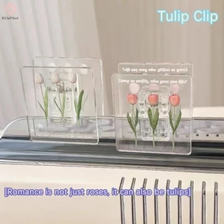 Kẹp Giữ Tài Liệu / Thực Phẩm Bằng Acrylic Trong Suốt Hình Hoa Tulip Tiện Dụng Cho Văn Phòng / Trường Học Mới