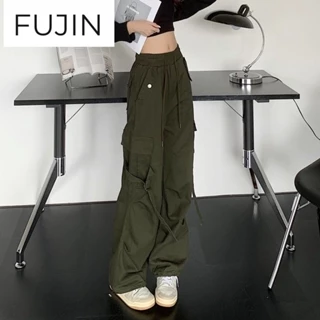 FUJIN quần_ống_rộng Quần Túi Hộp Vintage workwear pants 2023 NEW Style 071512