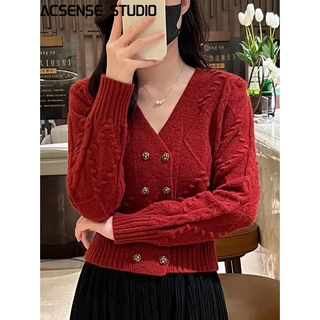 ACSENSE STUDIO Áo Len áo khoác cardigan Hàn Phong Trendy Đơn giản Thể thao WMY23B0QPF 47Z231120