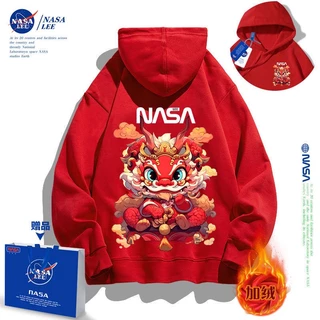 áo unisex，bigsize，áo đôi nam nữ，áo hoddie nam form rộng，áo nam đẹp，áo khoác hoodie，thời trang nam，Áo Khoác Sweater Có Mũ Trùm Dáng Rộng Phối Nhung In Hình Rồng Thời Trang Thu Đông 2023 Cho Nam Và Nữ，áo đông nam，màu đỏ，đen，trắng，áo khoác gió，bomber，