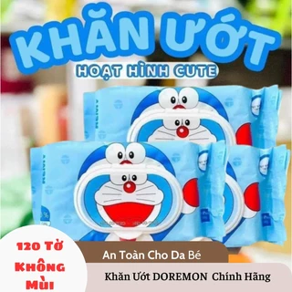 Khăn Ướt DOREMON 120 Tờ Không Mùi, Không Chứa Cồn, An Toàn Cho DaFACE MASK. STORE