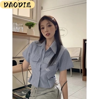 DAODIE áo croptop áo sơ mi nữ Thiết kế ít người cao eo slim hottie ngắn A29J193 2023 NEW MAY1914