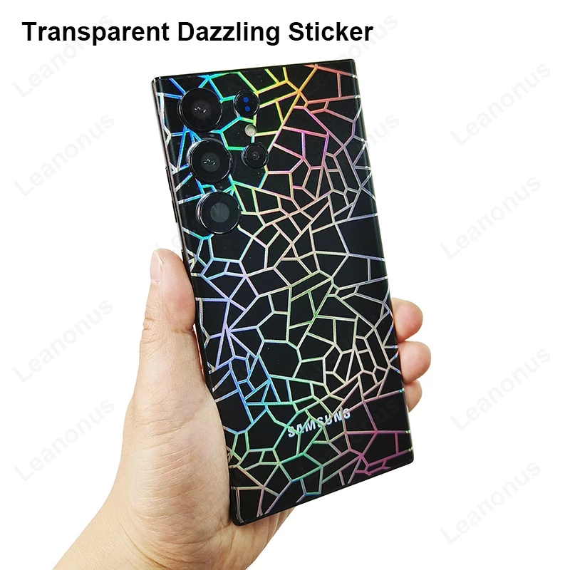 Da Decal Trong Suốt Cho Samsung Galaxy S23 S24 S22 Ultra Note 20 10 Plus Dazzling Mặt Sau Bảo Vệ Màn Hình Bìa Phim PVC Bọc Gradient Aurora Sticker