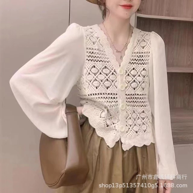 Áo Sơ Mi Chiffon Tay Phồng Cổ Chữ V Thời Trang Dành Cho Nữ