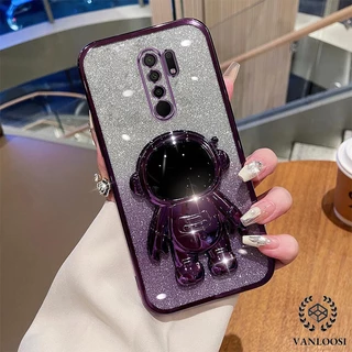 ốp lưng redmi 9 Ốp Điện Thoại Silicon Mềm Mạ Điện Lấp Lánh Có Giá Đỡ Hình Phi Hành Gia 3D Cho redmi 9