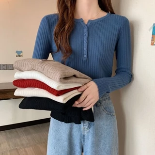 Áo sweater Tay Dài Cổ Tròn Dáng Ôm Thời Trang Mùa Thu Cho Nữ