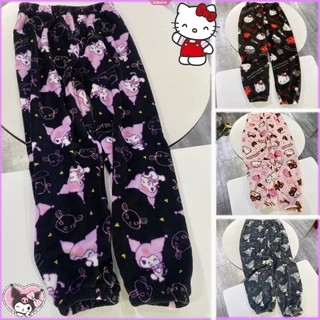 SANRIO Y2k Quần Ngủ Lông Xù Dày Mềm Mại Ấm Áp In Hình Hoạt Hình kitty kuromi Đáng Yêu Mùa Đông Làm Quà Tặng Cho Bạn Gái