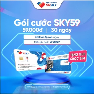 Sim 4G VNSKY SKY59 chỉ 59k/tháng - thuộc hệ sinh thái VNPAY mobifone Sim4G, Data không giới hạn, Miễn phí tháng đầu