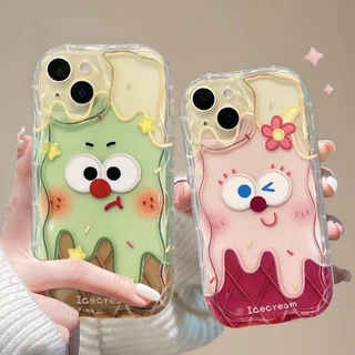 Ốp lưng Oppo Reno 11f 11 10 Pro 8t 8z 8 7 7z 6 6z 5 4 A94 A93 F11 F9 Pro Cute cartoon ice cream expression lovers Wave edge soft phone case